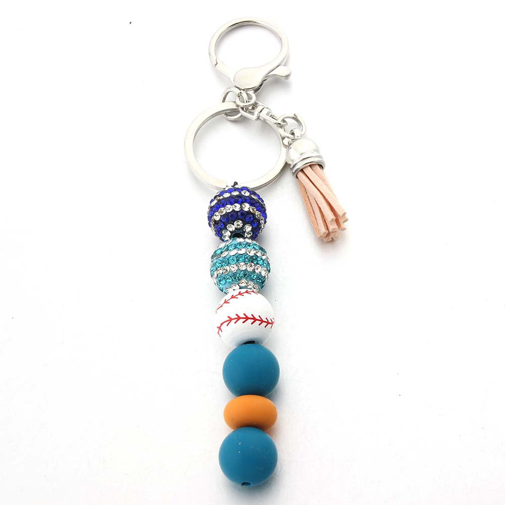 Wholesale Striped Diamond Ball Beads Silicone Beaded Keychain